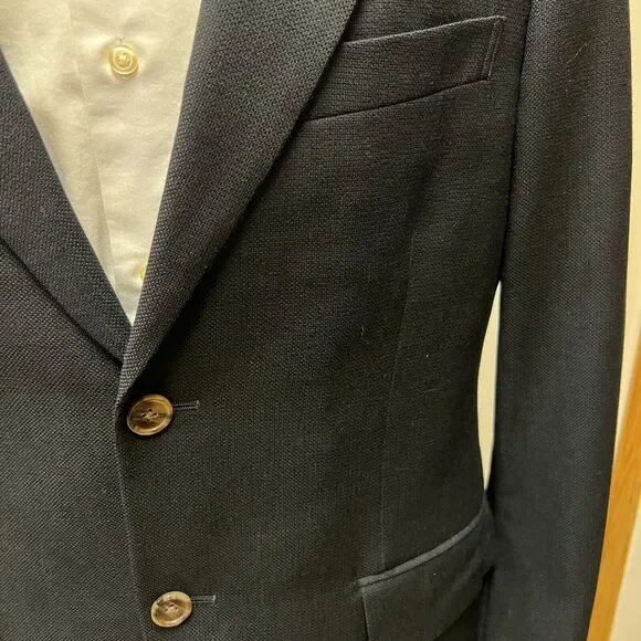 John W Nordstrom Mens Sport Coat 40S Solid Navy Blue Loro Piana Four Season 120s